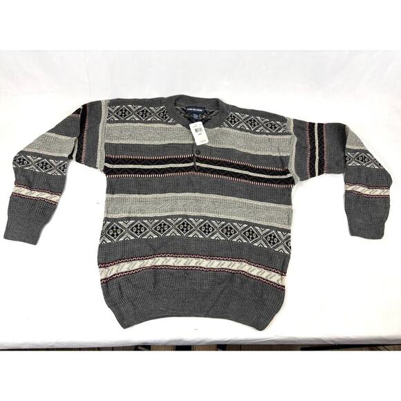 Vintage Van Heusen Sweater Mens Large Long Sleeve 1990s NEW Gray Y2K - Picture 4 of 12